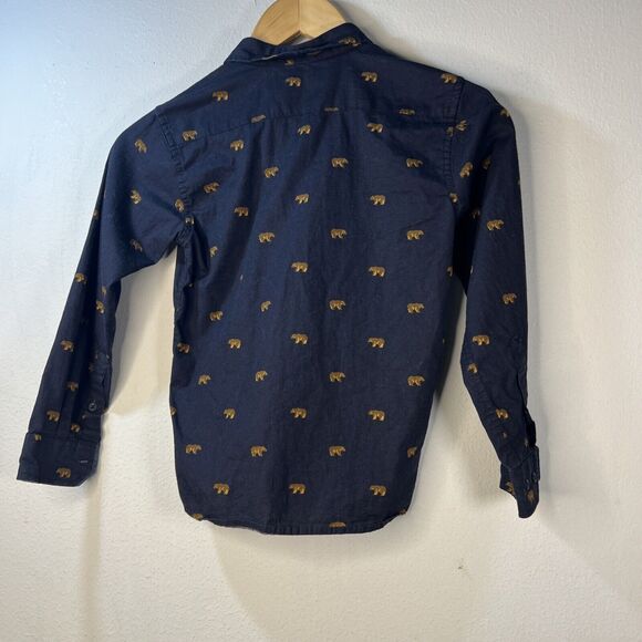 Nomad Little Boys long Sleeve Button Down Bear embroidered shirt Size 6 L - Picture 7 of 8